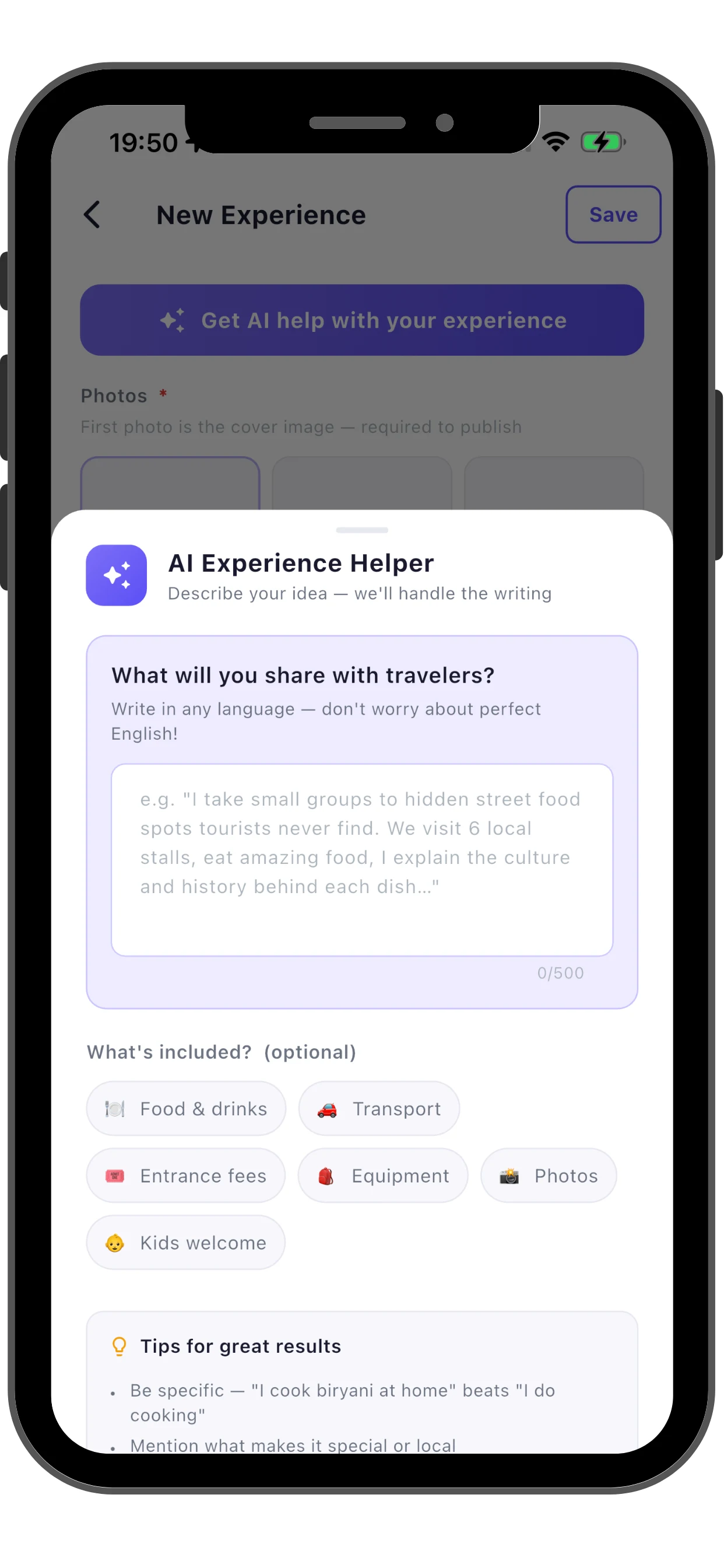 Create a local guide experience with AI helper